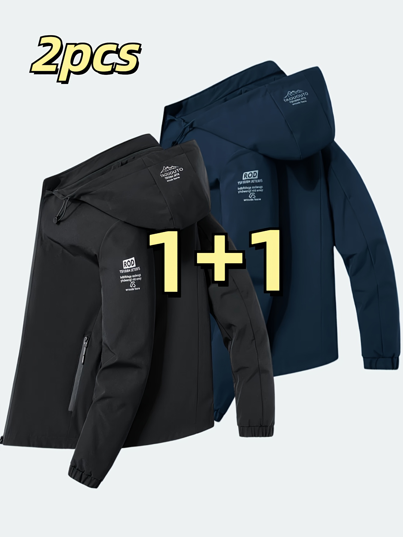 Men'S Fashion Zipper Jacket - 투피스 패셔너블한 남성용 방풍 후드 재킷