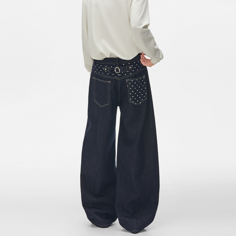 Men'S Fashion Jeans And Boots - 가을 디자인 스타 프린트 로우 데님