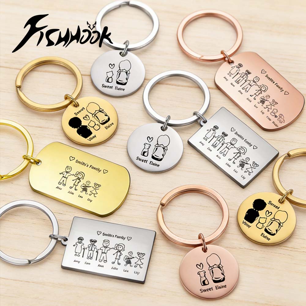 Men'S Fashion Gold Chain - 가족 맞춤형 키체인, 이름 각인 키링,