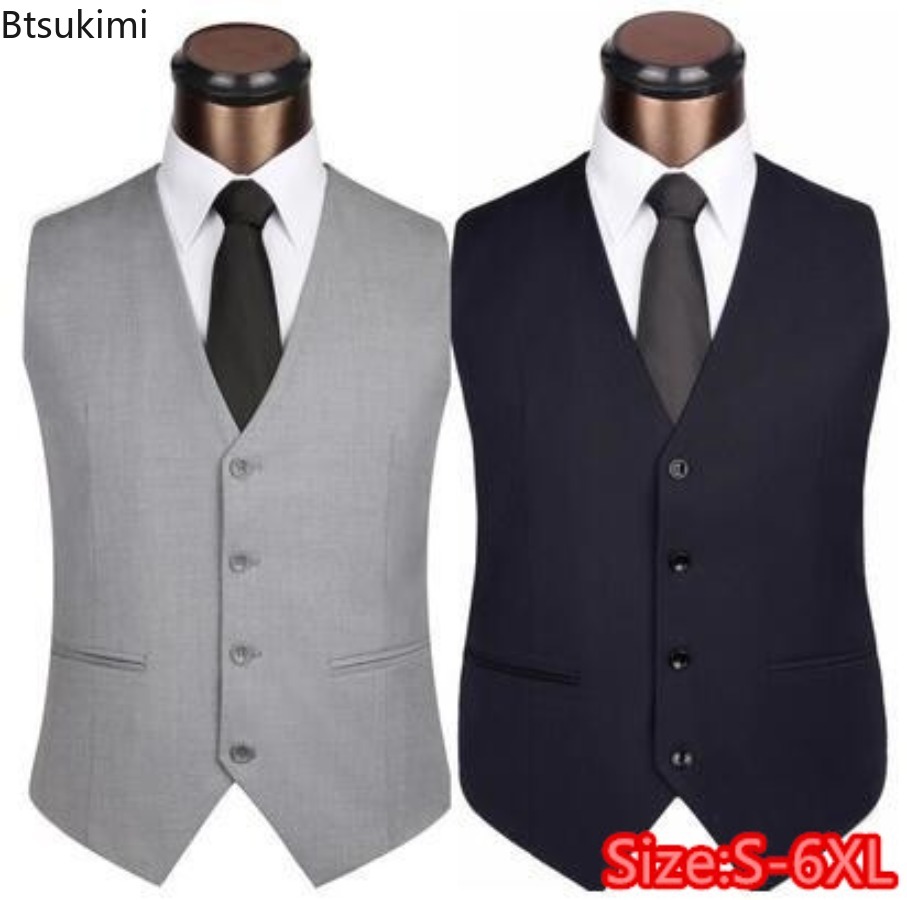 Formal Waistcoat Vest - S-6XL 플러스 사이즈 남성용 한국 슬림