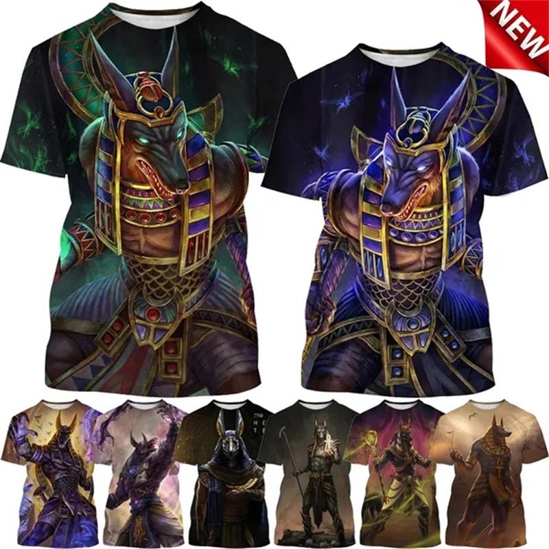 Men Fashion Egypt - Grim Reaper Anubis 3D 프린트 티셔츠,