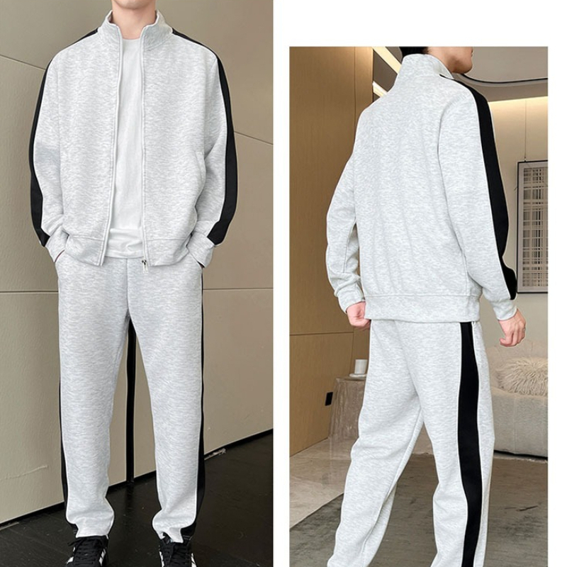 Men'S Fashion Zipper Jacket - 가을 남성 트레이닝복 캐주얼 조거 패치워크