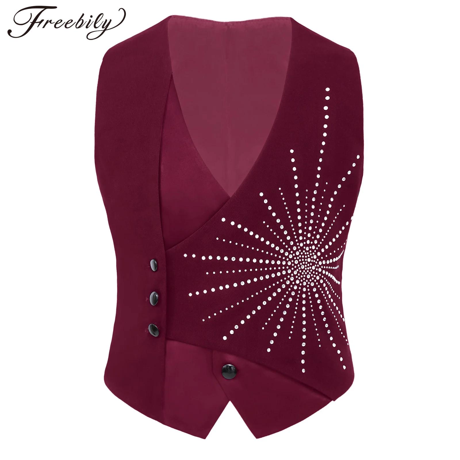 Formal Waistcoat Vest - 키즈 보이즈 젠틀맨 비대칭 웨이스트코트 반짝이는