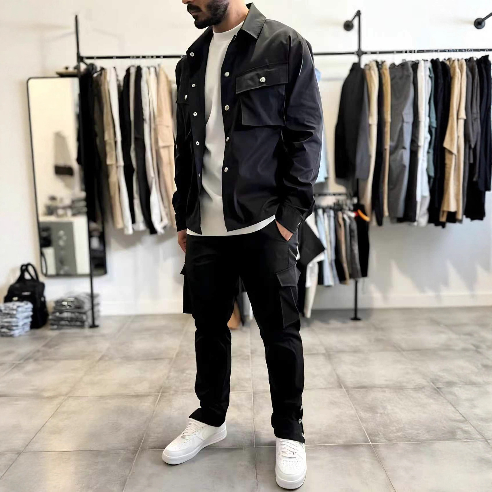 Men'S Fashion Zipper Jacket - 패션 남성 캐주얼 툴링 멀티 포켓