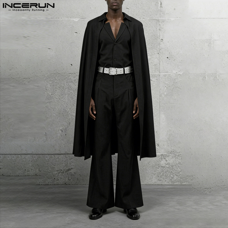INCERUN 남성 세트 솔리드 컬러 라펠 긴소매 롱  - Men'S Fashion And Style 리뷰 및 가격
