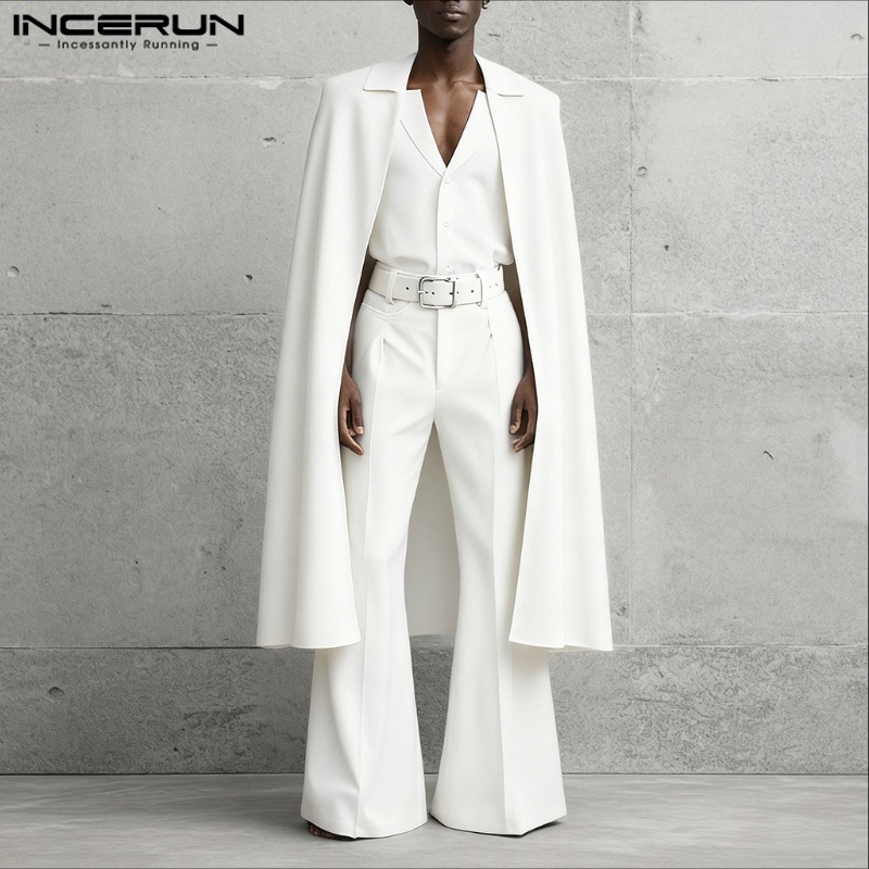 INCERUN 남성 세트 솔리드 컬러 라펠 긴소매 롱  - Men'S Fashion And Style 리뷰 및 가격
