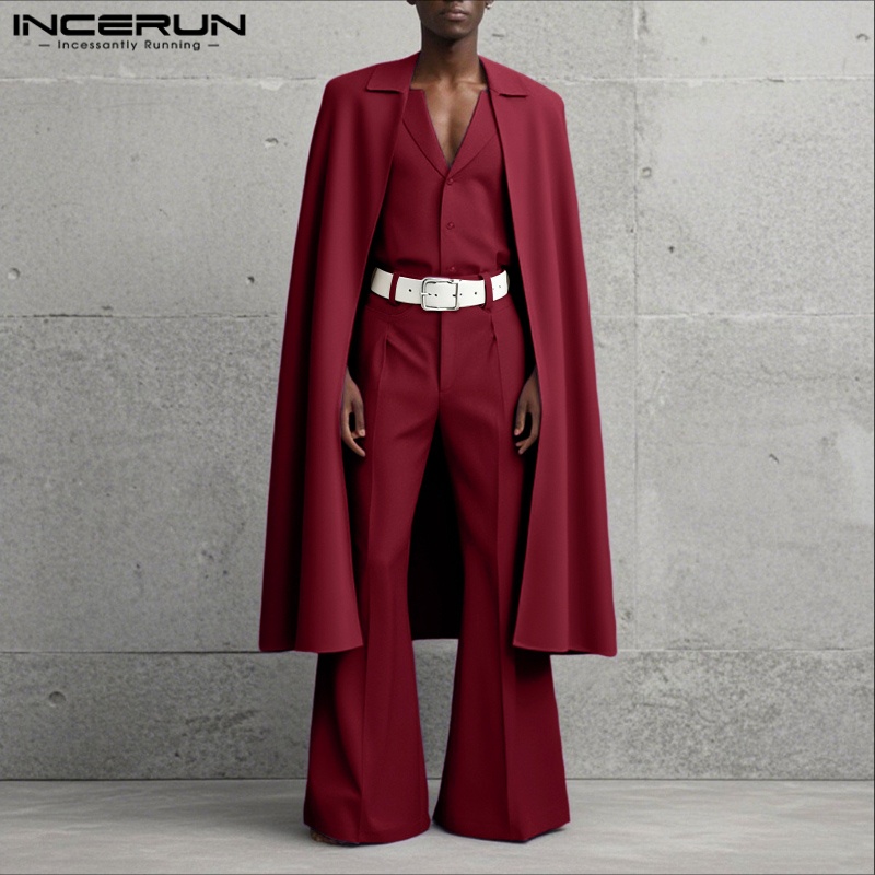 INCERUN 남성 세트 솔리드 컬러 라펠 긴소매 롱  - Men'S Fashion And Style 리뷰 및 가격