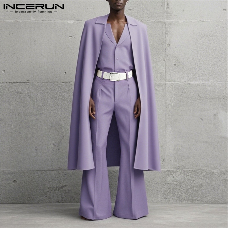 INCERUN 남성 세트 솔리드 컬러 라펠 긴소매 롱  - Men'S Fashion And Style 리뷰 및 가격