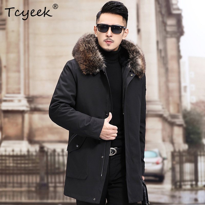 Tcyeek 슬리버 폭스 퍼 칼라 겨울 재킷 남성용 따 - Men'S Fashion Zipper Jacket 리뷰 및 가격