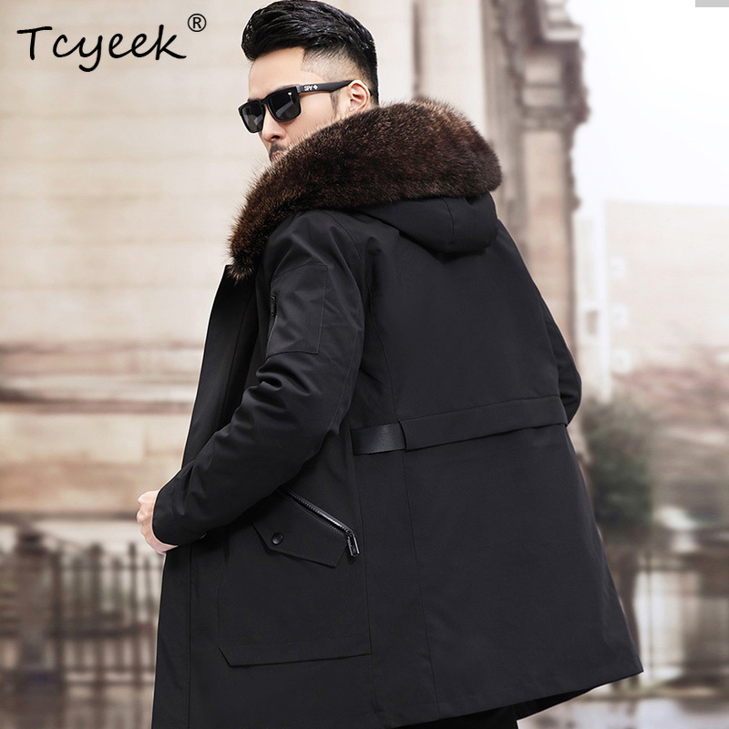 Tcyeek 슬리버 폭스 퍼 칼라 겨울 재킷 남성용 따 - Men'S Fashion Zipper Jacket 리뷰 및 가격