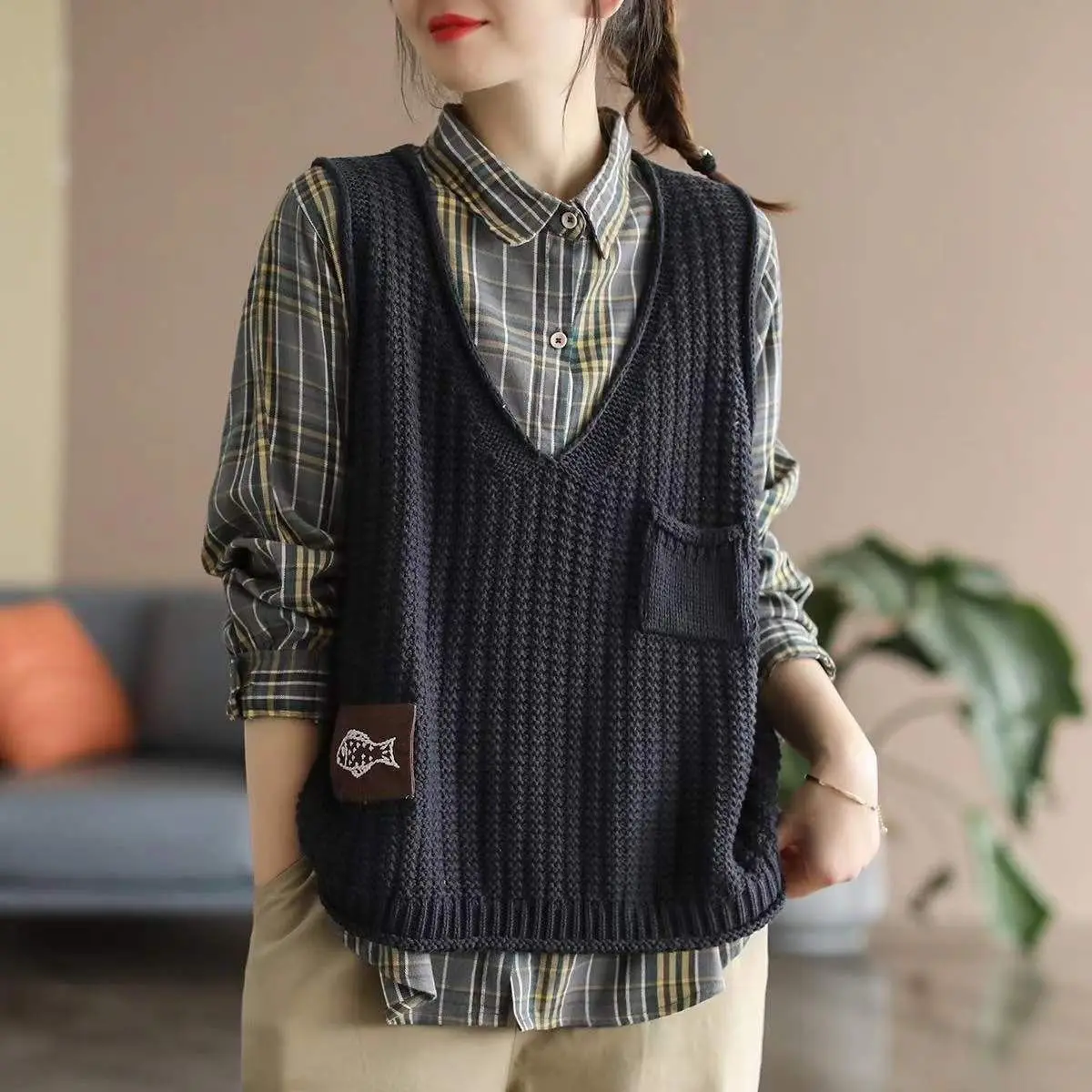 공개된 상품: 여성용 니트 조끼, 솔리드 크롭 웨이스트 - Formal Waistcoat Vest 리뷰 및 가격
