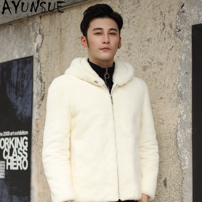 AYUSNUE 천연 밍크 코트 남성 고급 의류 패션 겨 - Men'S Fashion Zipper Jacket 리뷰 및 가격