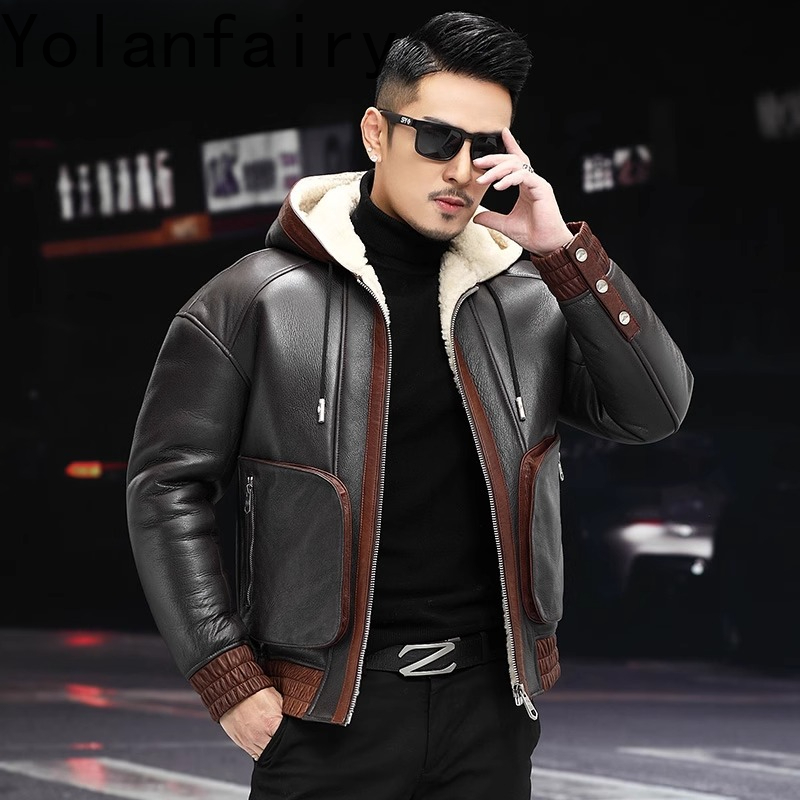YOLANFAIRY 천연 양모 모피 코트 남성 후드 겨 - Men'S Fashion Zipper Jacket 리뷰 및 가격