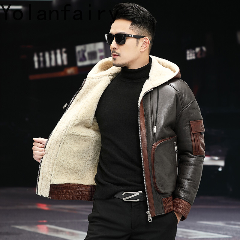 YOLANFAIRY 천연 양모 모피 코트 남성 후드 겨 - Men'S Fashion Zipper Jacket 리뷰 및 가격