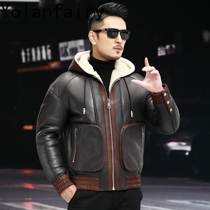 YOLANFAIRY 천연 양모 모피 코트 남성 후드 겨 - Men'S Fashion Zipper Jacket 리뷰 및 가격
