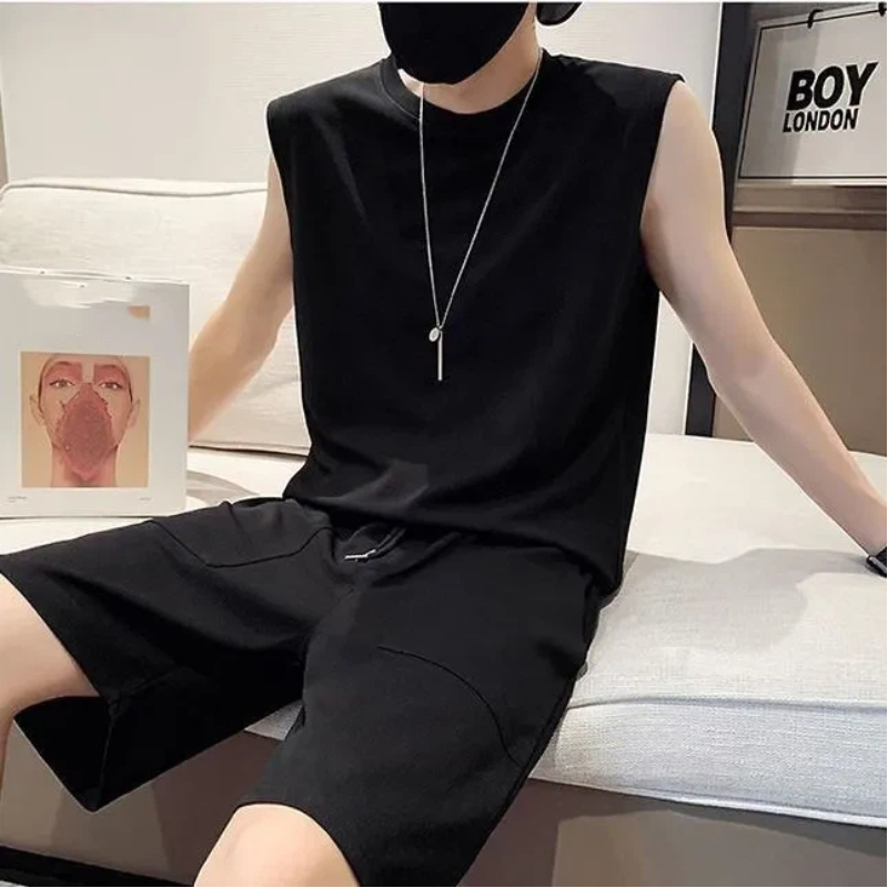 남성 민소매 탱크탑 투피스 세트 루즈핏 스포츠 캐주얼  - Track Suit Men 리뷰 및 가격