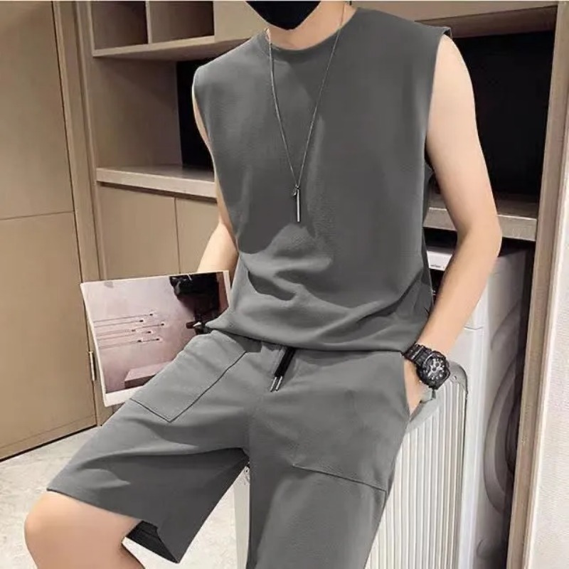 남성 민소매 탱크탑 투피스 세트 루즈핏 스포츠 캐주얼  - Track Suit Men 리뷰 및 가격
