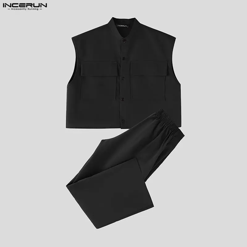 INCERUN 남성 세트 솔리드 민소매 크롭 탑 셔츠  - Track Suit Men 리뷰 및 가격