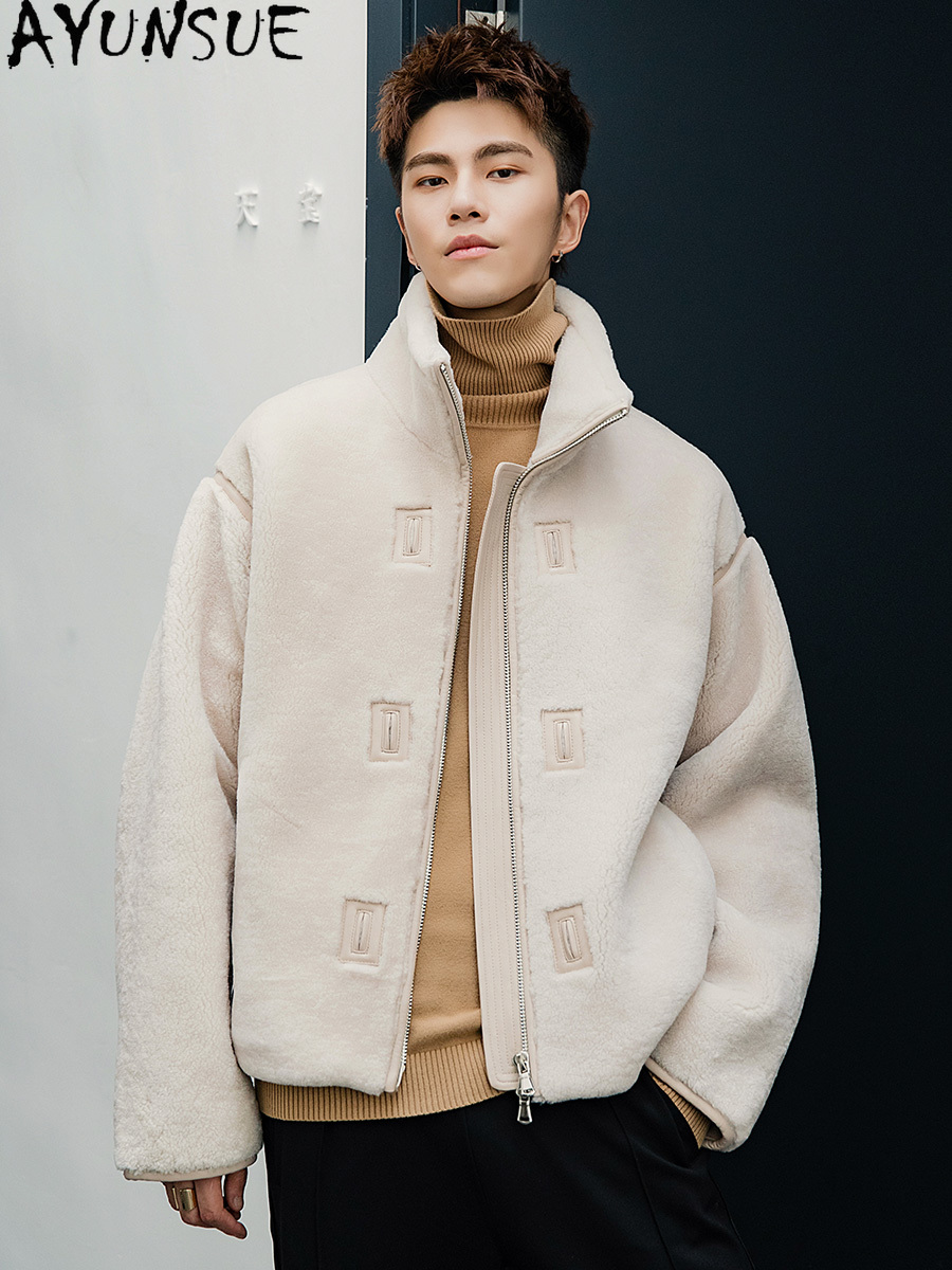 AYUNSUE 천연 메리노 양 Shearling 자켓  - Men'S Fashion Zipper Jacket 리뷰 및 가격