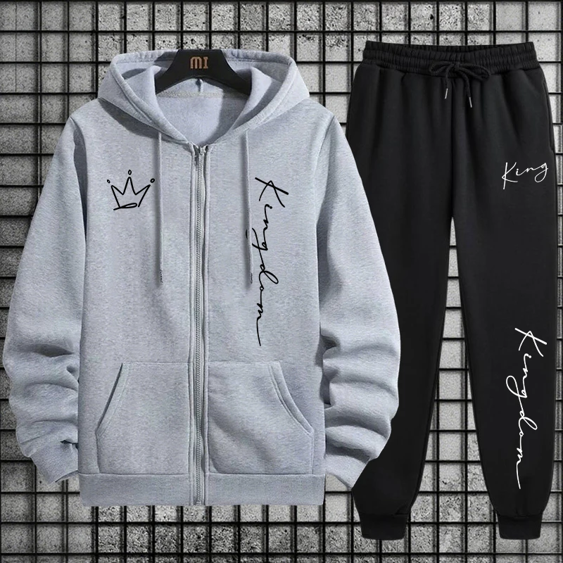 킹 레터 프린트 후드티와 스웨트팬츠 남성 세트 가을 겨 - Quality Men'S Fashion 리뷰 및 가격