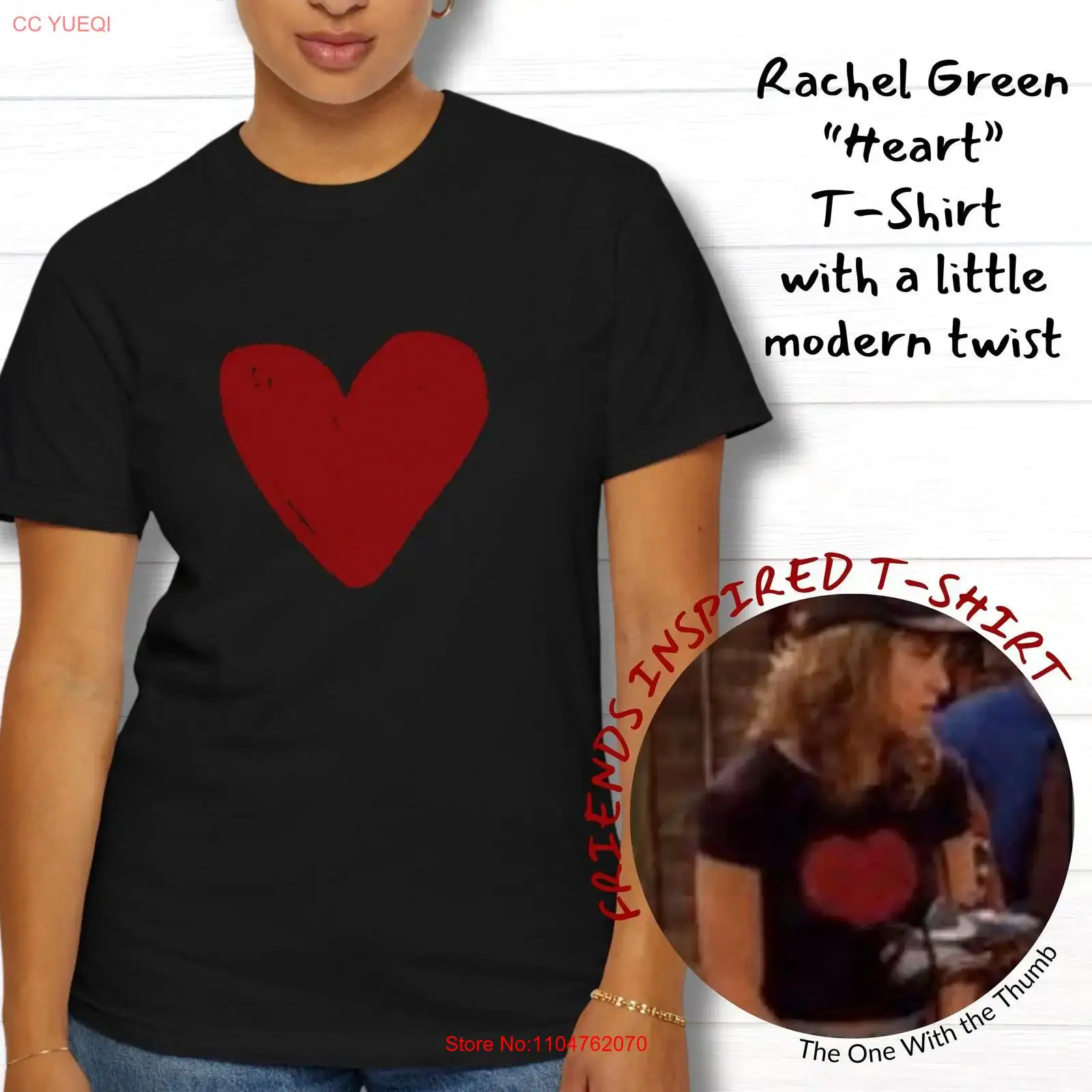 Rachel Green HearT T 셔츠 Friend - Mens Fashion In The 90S 리뷰 및 가격