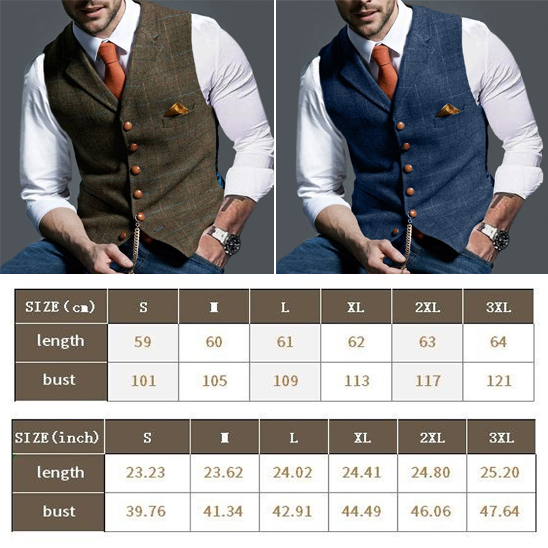 패션 남자 조끼 옷깃 트위드 격자 무늬 v 넥 양복 조 - Formal Waistcoat Vest 리뷰 및 가격