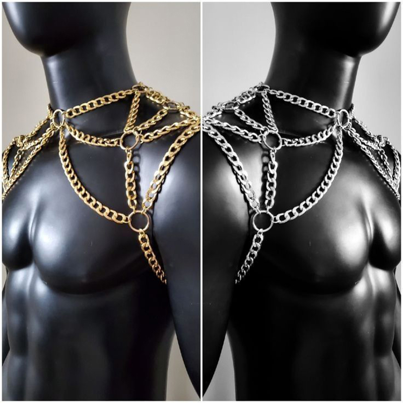 펑크 남자 어깨 바디 체인 백 금속 목걸이 바디 쥬얼리 - Men'S Fashion Gold Chain 리뷰 및 가격