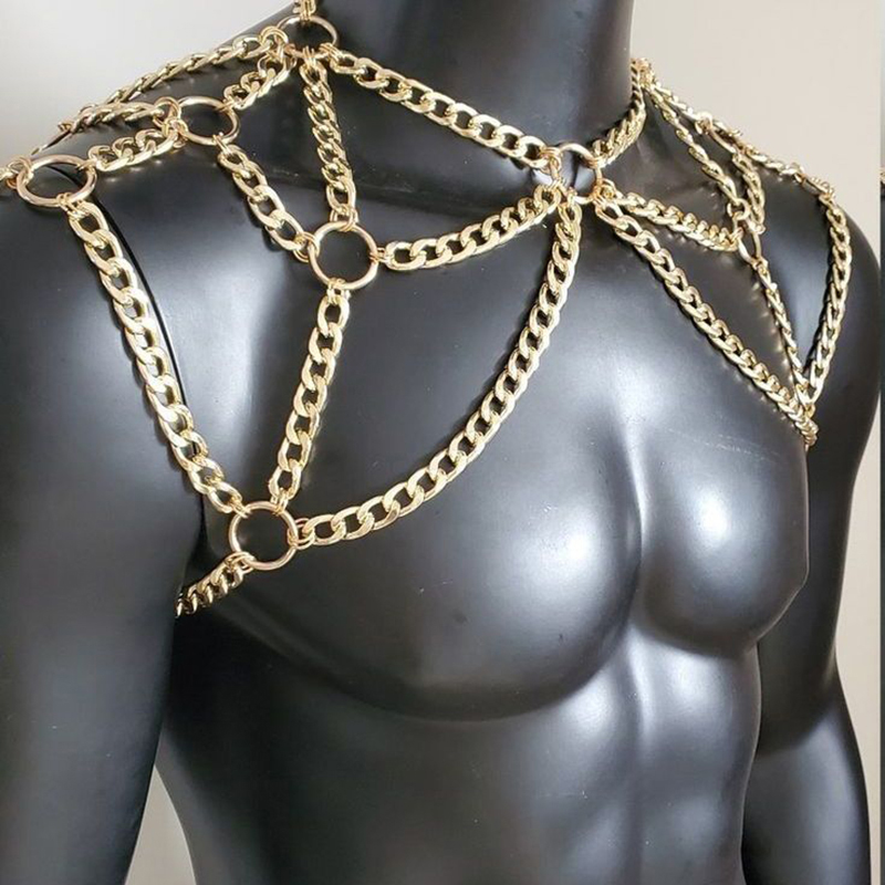 펑크 남자 어깨 바디 체인 백 금속 목걸이 바디 쥬얼리 - Men'S Fashion Gold Chain 리뷰 및 가격