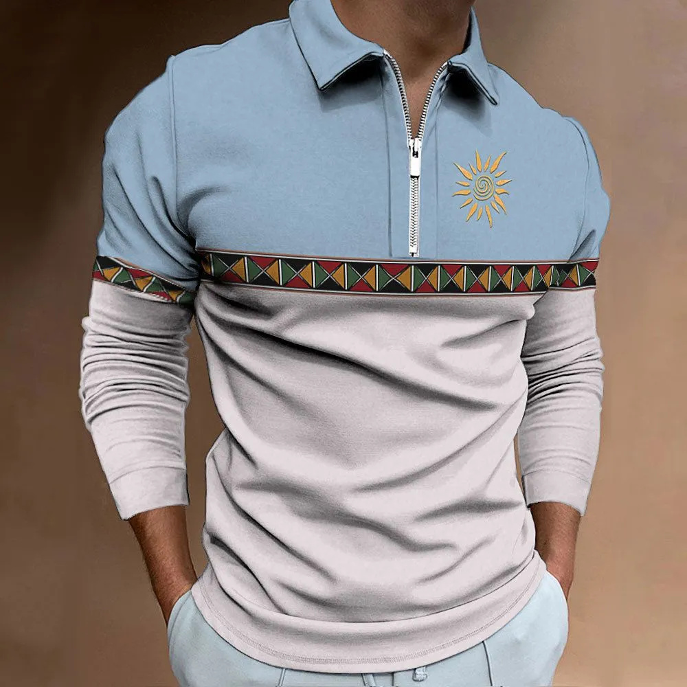 남성용 레트로 컬러 블로킹 프린트 폴로 셔츠, 패션 스 - Men'S Fashion Golf Clothing 리뷰 및 가격