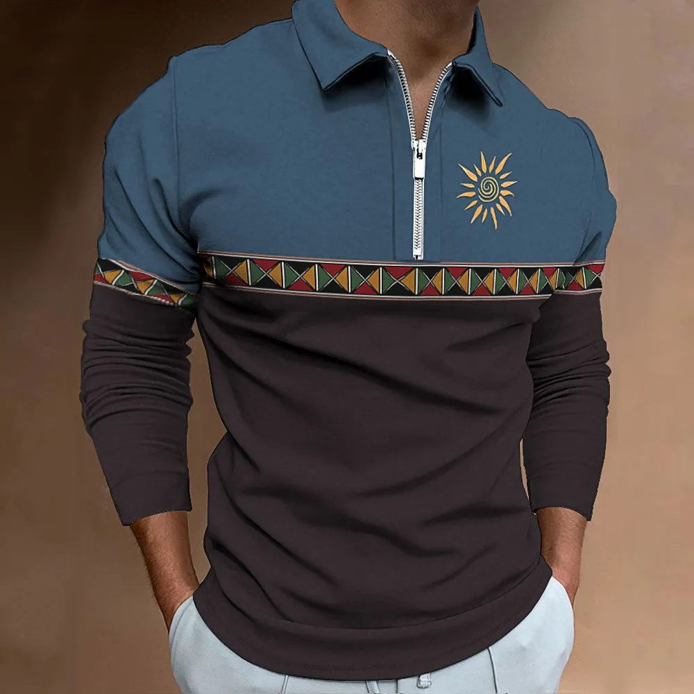 남성용 레트로 컬러 블로킹 프린트 폴로 셔츠, 패션 스 - Men'S Fashion Golf Clothing 리뷰 및 가격