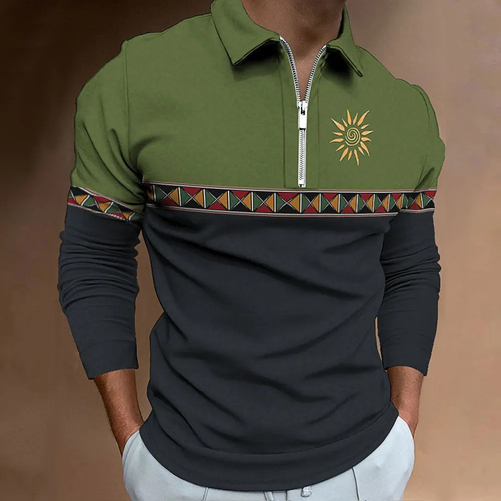 남성용 레트로 컬러 블로킹 프린트 폴로 셔츠, 패션 스 - Men'S Fashion Golf Clothing 리뷰 및 가격