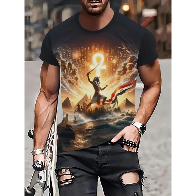 고대 이집트 그래픽 티셔츠 남성용 멋진 기사 전사 3D - Men Fashion Egypt 리뷰 및 가격