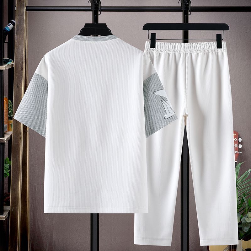 여름 패션 트렌디 프린트 반팔 티셔츠 스포츠 세트 남성 - Men'S Fashion Plus 리뷰 및 가격