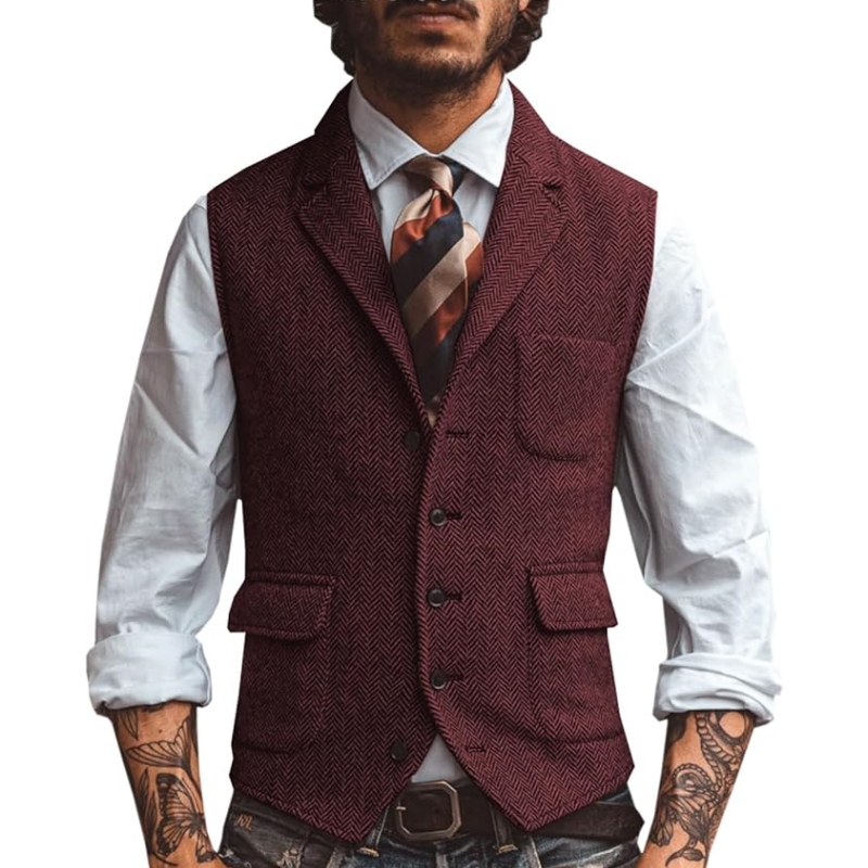 새로운 V넥 라펠 남성 정장 조끼 캐주얼 클래식 포멀  - Formal Waistcoat Vest 리뷰 및 가격