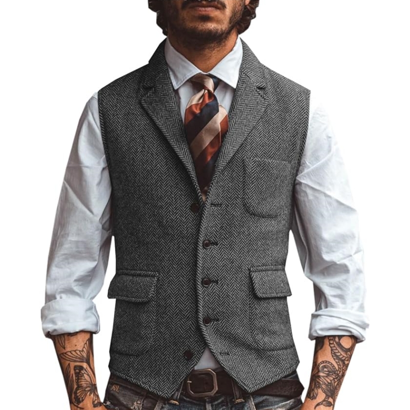 새로운 V넥 라펠 남성 정장 조끼 캐주얼 클래식 포멀  - Formal Waistcoat Vest 리뷰 및 가격