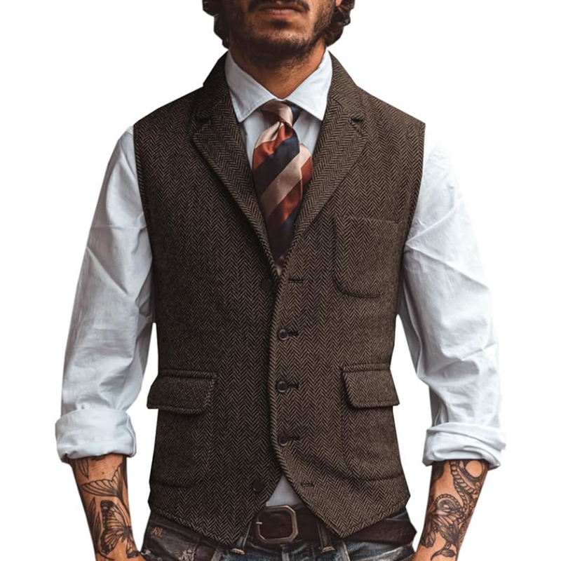 새로운 V넥 라펠 남성 정장 조끼 캐주얼 클래식 포멀  - Formal Waistcoat Vest 리뷰 및 가격