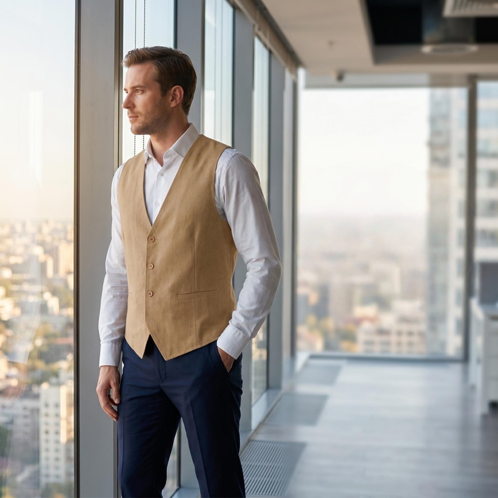 V넥 남성 린넨 조끼 싱글 브레스티드 빈티지 리얼 포켓 - Formal Waistcoat Vest 리뷰 및 가격