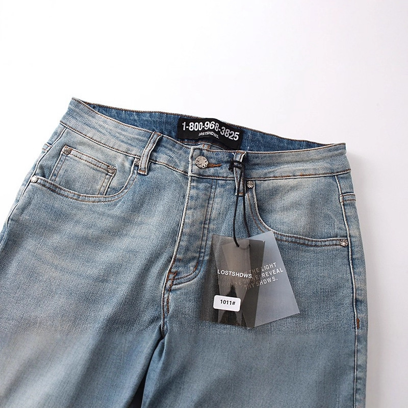 심플 헤비 듀티 자수 고품질 빈티지 워싱 라이트 블루  - Men'S Fashion Jeans And Boots 리뷰 및 가격