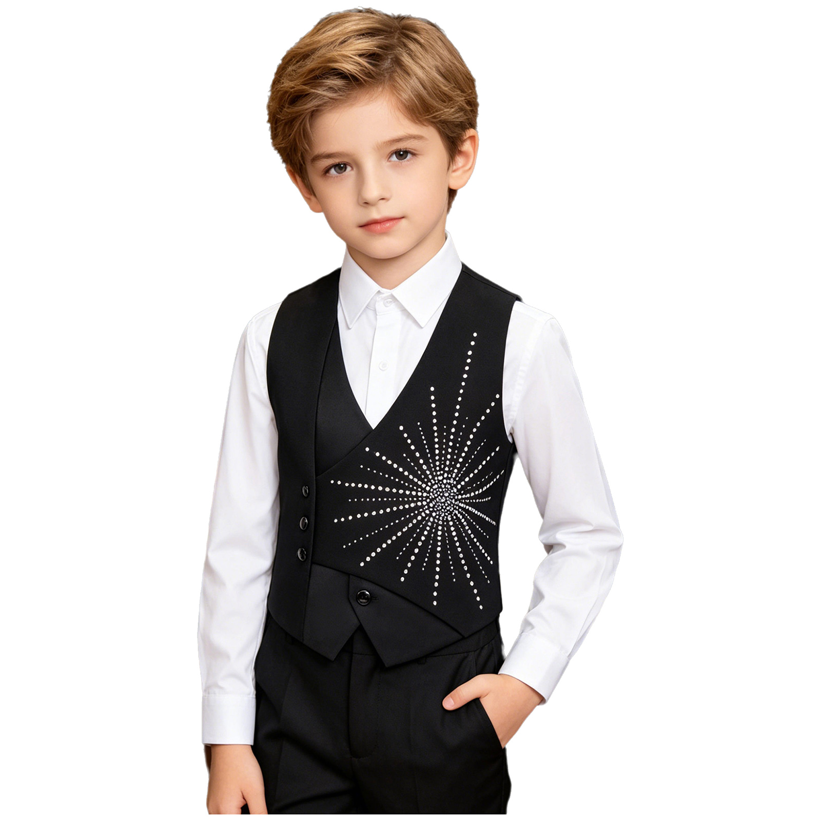 키즈 보이즈 젠틀맨 비대칭 웨이스트코트 반짝이는 라인스 - Formal Waistcoat Vest 리뷰 및 가격