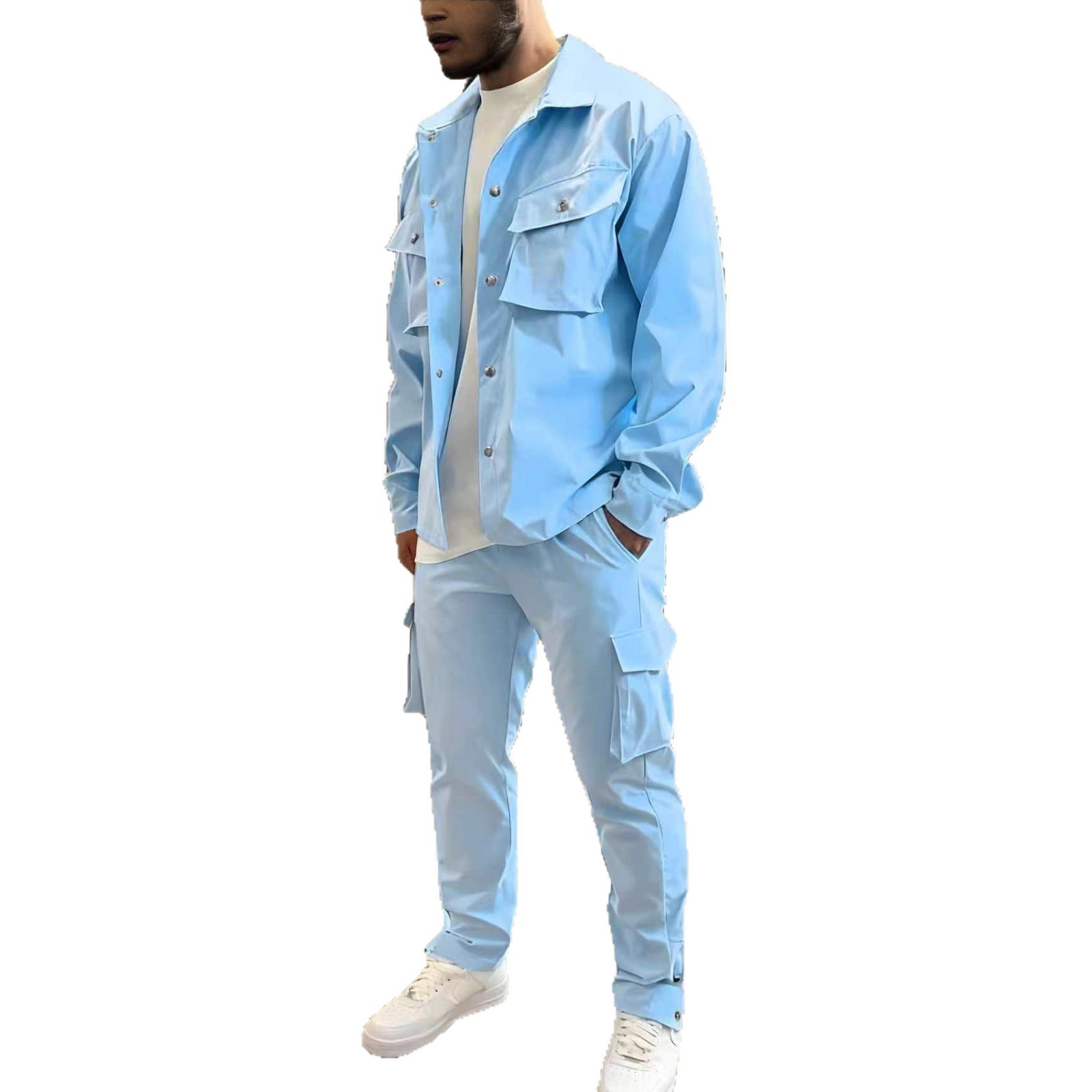 패션 남성 캐주얼 툴링 멀티 포켓 긴팔 재킷 바지 세트 - Men'S Fashion Zipper Jacket 리뷰 및 가격