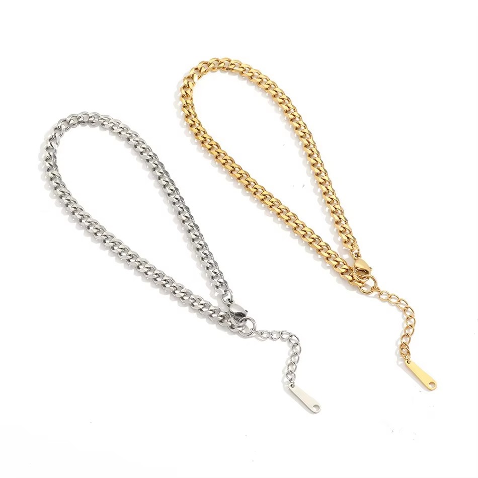 남녀공용 4MM 스테인리스 스틸 심플 쿠반 체인 발찌  - Men'S Fashion Gold Chain 리뷰 및 가격