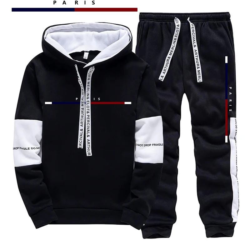 파리 패션 프린트 남성 세트/후드티/바지 가을 데일리  - Mens Fashion Urban 리뷰 및 가격