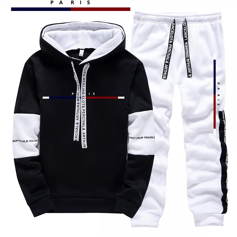 파리 패션 프린트 남성 세트/후드티/바지 가을 데일리  - Mens Fashion Urban 리뷰 및 가격