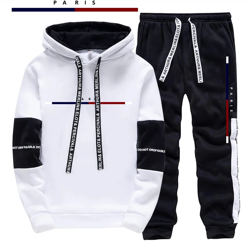 파리 패션 프린트 남성 세트/후드티/바지 가을 데일리  - Mens Fashion Urban 리뷰 및 가격